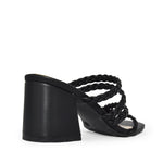 Wild Diva Strappy Braided Square Toe Low Chunky Block Heel Sandals