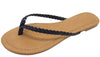 BELLE-03 Faux Leather Braided Strap Flip Flops