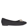 Wild Diva Womens Classic Pointy Toe Faux Leather Rhinestone Bow Flats