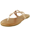 BELLE-03 Faux Leather Braided Strap Flip Flops