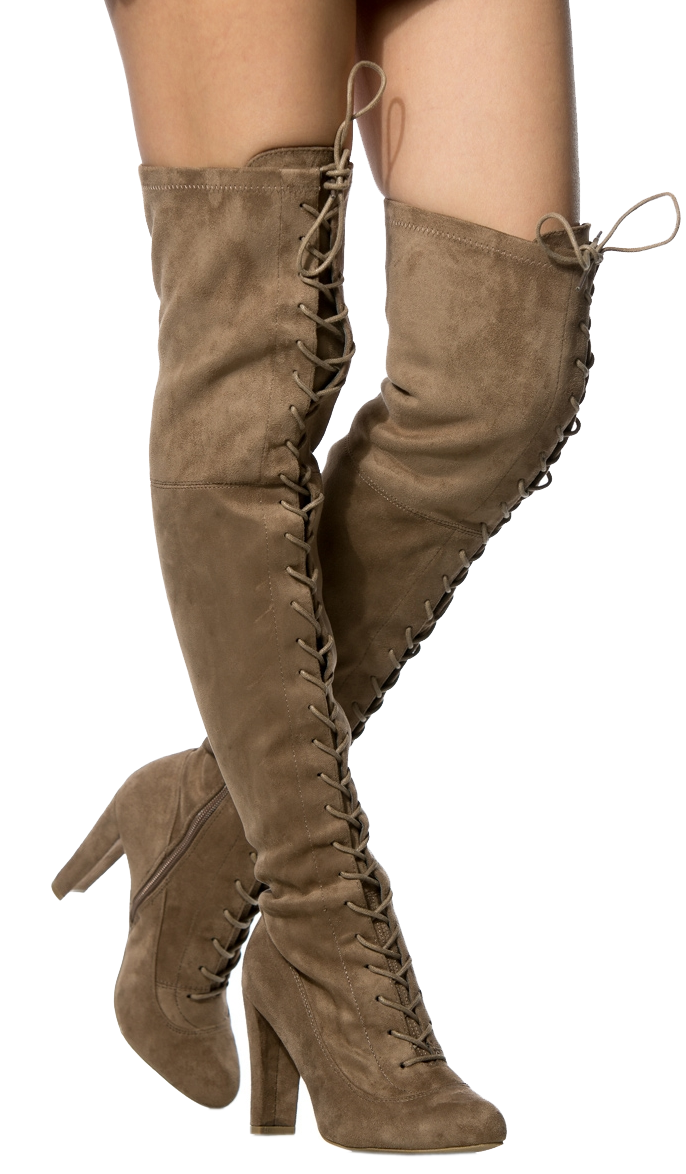 AMAYA-07 FAUX SUEDE LACE UP OVER THE KNEE BOOTS