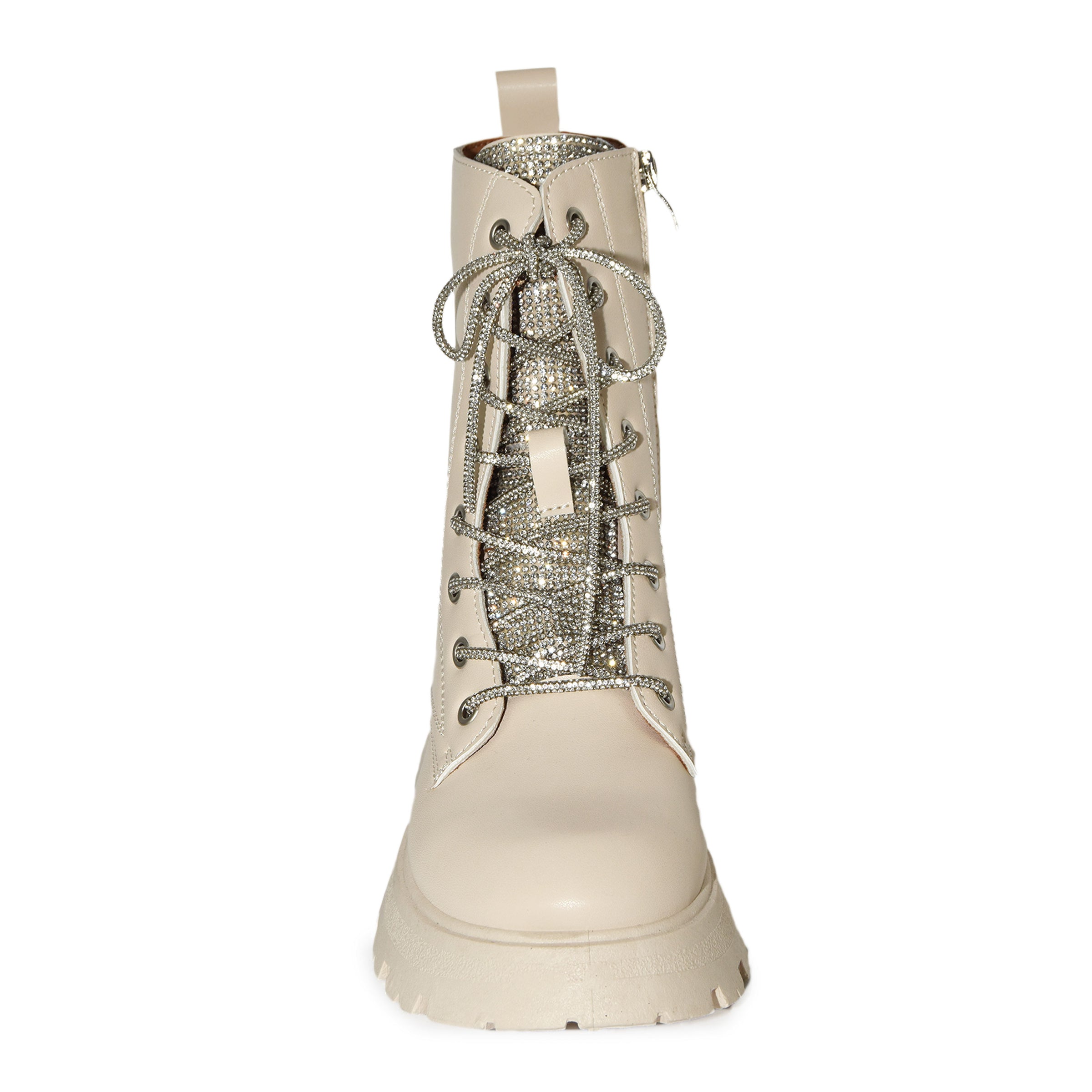 KYOTO 05 Rhinestone Embellished Laceup Military Lugsole Combat Boots Wild Diva