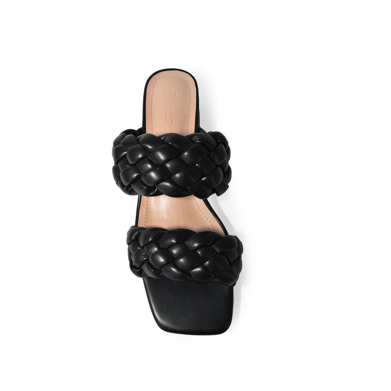 KAYLYN-05 Woven Braided Square Toe Low Block Heel Sandals