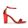 MORRY-01 Satin Chunky Low Block Heel Pumps Red