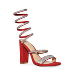 Wild Diva Spiral Rhinestone Strappy Ankle Chunky Block Heels