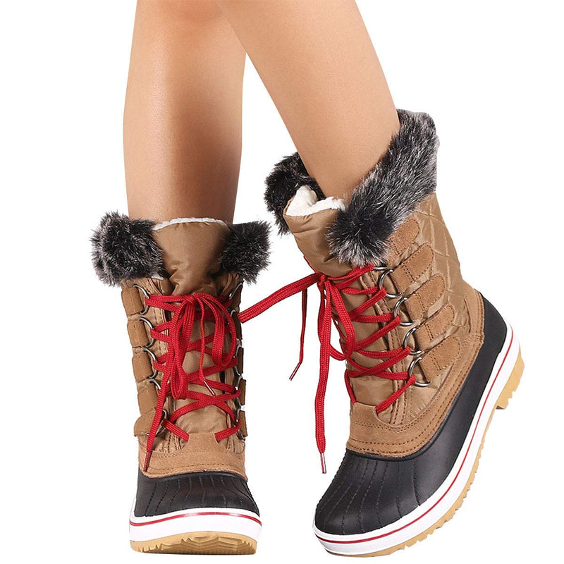 Wild Diva Women's Mid Calf Winter Snow Boots - Warm Faux Fur Boot