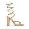 Wild Diva Spiral Rhinestone Strappy Ankle Chunky Block Heels
