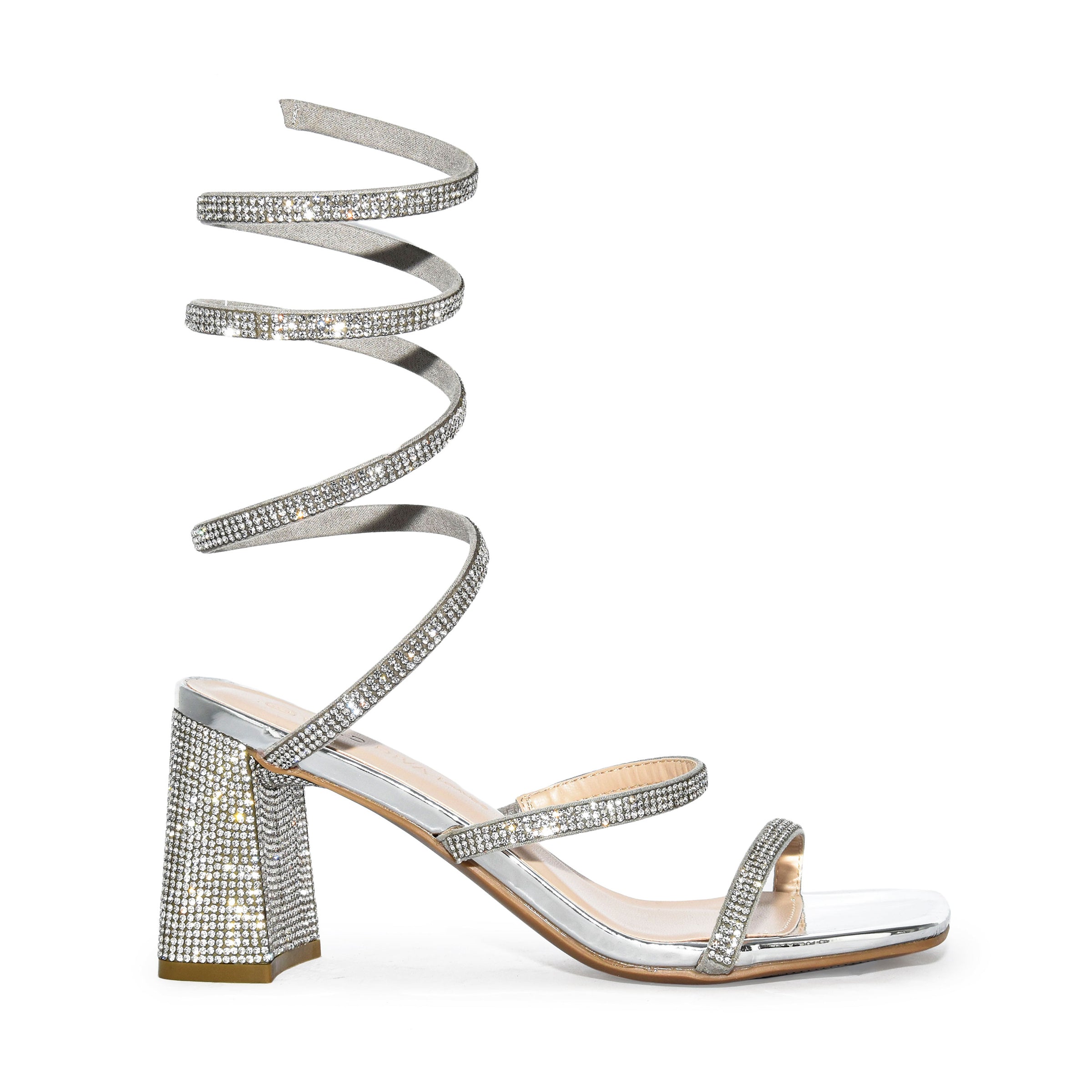 GNIST Silver Trendy Tie up Block Heel