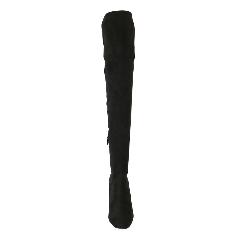 SLAY-08 Lace-Up Over The Knee Block Heel Boots