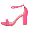 Women's Faux Leather Single Ankle Strap Chunky Block High Heel Sandals Pumps