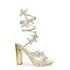 MORRIS-581 Embellished Rhinestone Butterfly Spiral Coil Wrap Around Block Heels