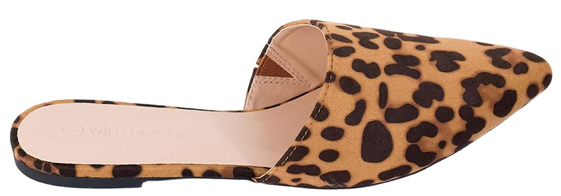 Wild Diva Women Pointed Toe Slip On Kitten Low Heel Mules Flats Pumps Slides Celica-01