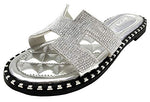 TIA-02 WOMEN'S OPEN TOE FASHION FLAT SANDALS RHINESTONE SLIP-ON FLIP FLOP