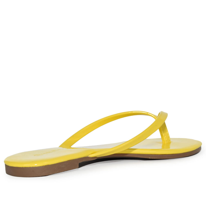 BELLE-04 Classic Patent Almond Toe Flip Flop Thong Sandals