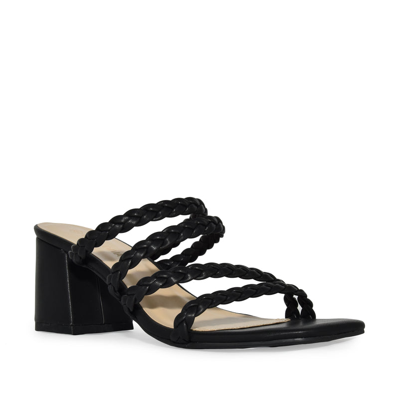 Wild Diva Strappy Braided Square Toe Low Chunky Block Heel Sandals