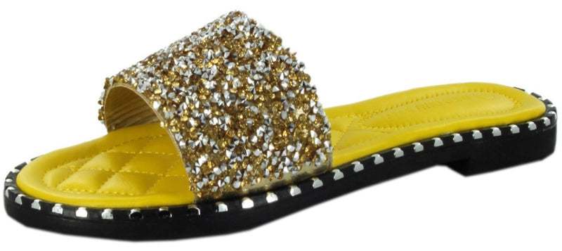 TIA-19 Sparkle Toes Rhinestone Slide Sandals
