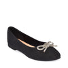 Wild Diva Womens Classic Pointy Toe Faux Leather Rhinestone Bow Flats