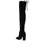 SLAY-08 Lace-Up Over The Knee Block Heel Boots
