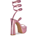 BALI-04 Wrap Around Strappy Ultra High Platform Chunky Block Heel Sandals