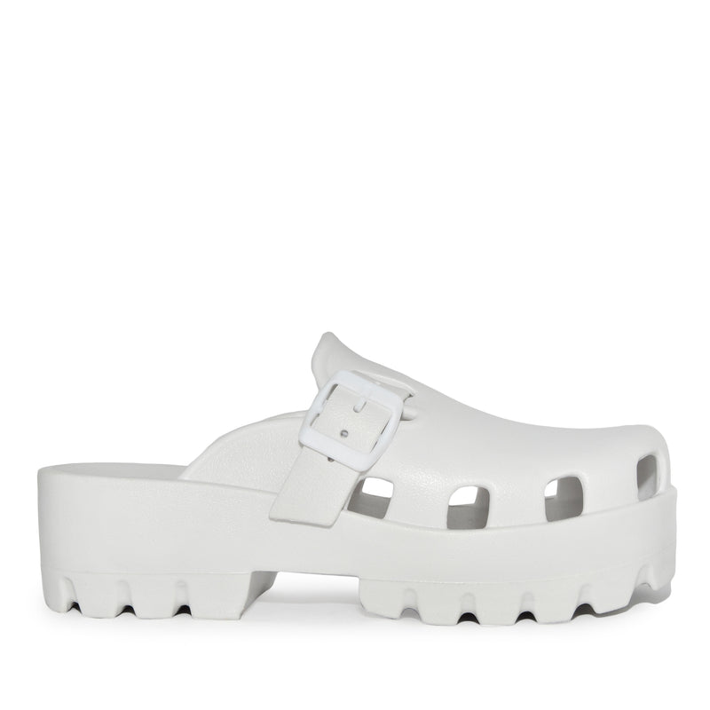 Wild Diva Slip On Buckle Chunky Platform Clog Mules