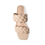 KAYLYN-05 Woven Braided Square Toe Low Block Heel Sandals