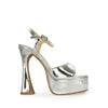 VA COBRA ENVY-05 Patent Square Toe Structural Platform Heels Patent Silver