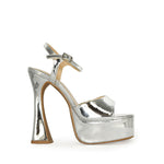 VA COBRA ENVY-05 Patent Square Toe Structural Platform Heels Patent Silver