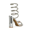 Wild Diva Spiral Rhinestone Strappy Ankle Chunky Block Heels