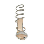 Wild Diva Spiral Rhinestone Strappy Ankle Chunky Block Heels