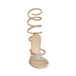 Wild Diva Spiral Rhinestone Strappy Ankle Chunky Block Heels