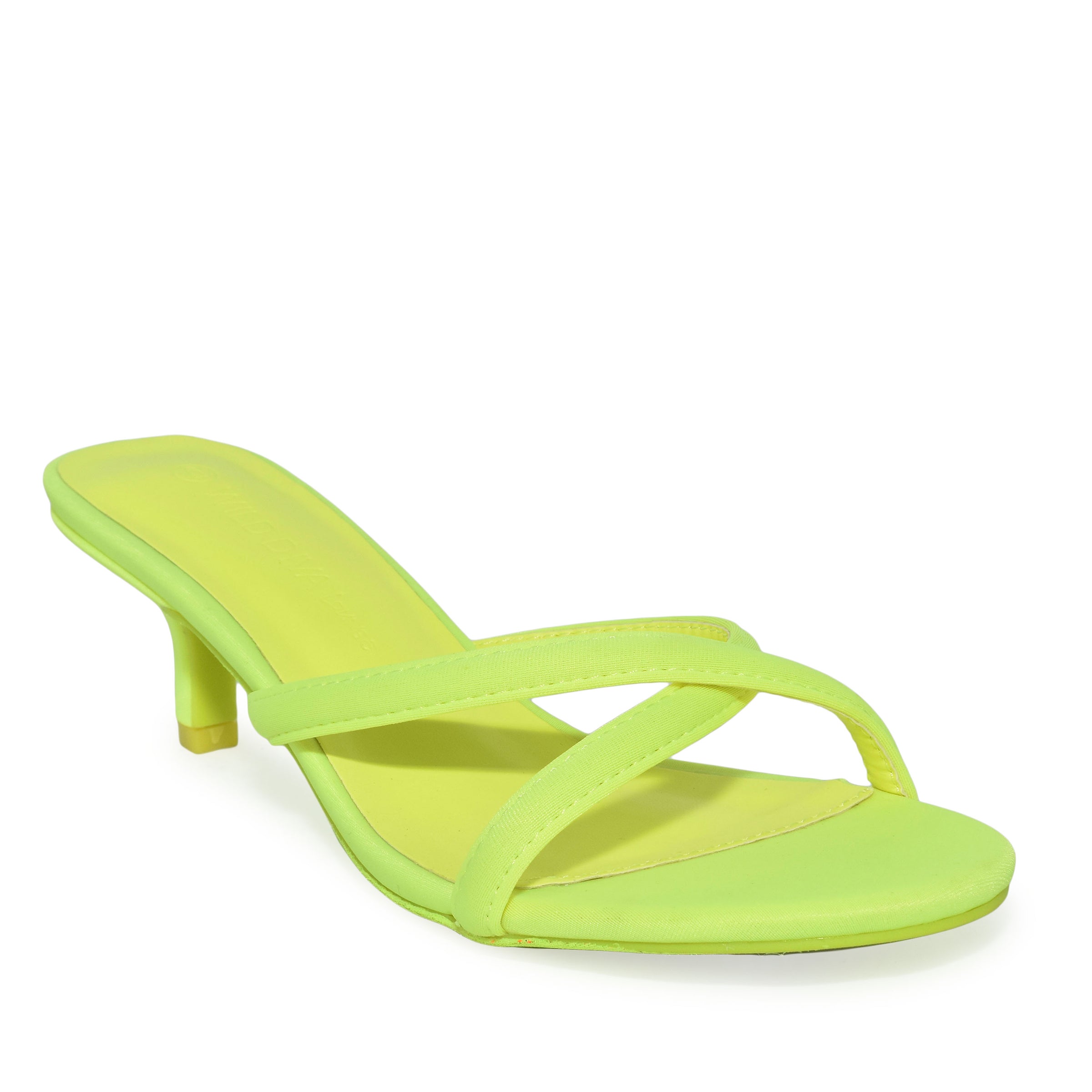Neon yellow kitten heels store