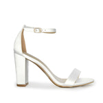 MORRY-01 Satin Chunky Low Block Heel Pumps White