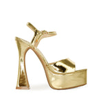 VA COBRA ENVY-05 Patent Square Toe Structural Platform Heels Patent Gold