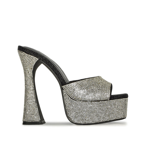 ENVY-14 Rhinestone Square Toe Structural High Heel Mules