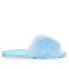 MADELLE-01 Rhinestone Embellished Faux Fur Fluffy Open Toe Flat Slide Sandals