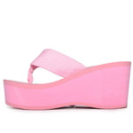 Wild Diva Women's Ultra High 3.5" Platform Wedge Flip Flop Sandals