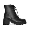 Wild Diva Faux Leather Lace Up Lug-Sole Chunky Block Heel Combat Ankle Boots