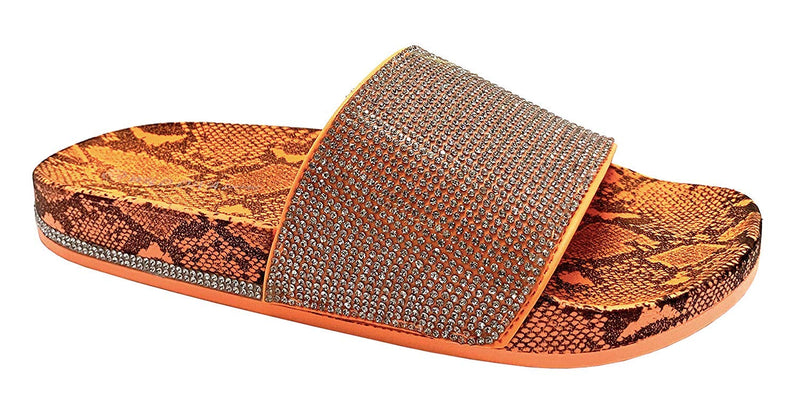 Wild Diva Women's Slides Rhinestone Glitter Sandals