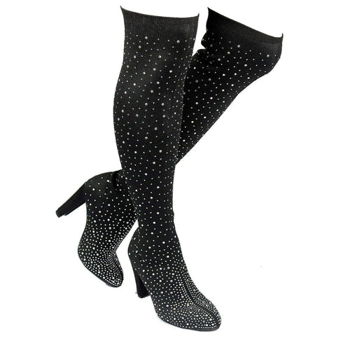 AMAYA-98 RHINESTONE DECOR OVER THE KNEE BOOTS