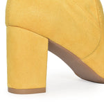 AMIYA-01 Pointed Toe Low Chunky Block Heel Ankle Boots-Yellow-5