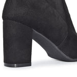 AMIYA-01 Pointed Toe Low Chunky Block Heel Ankle Boots-Black-5