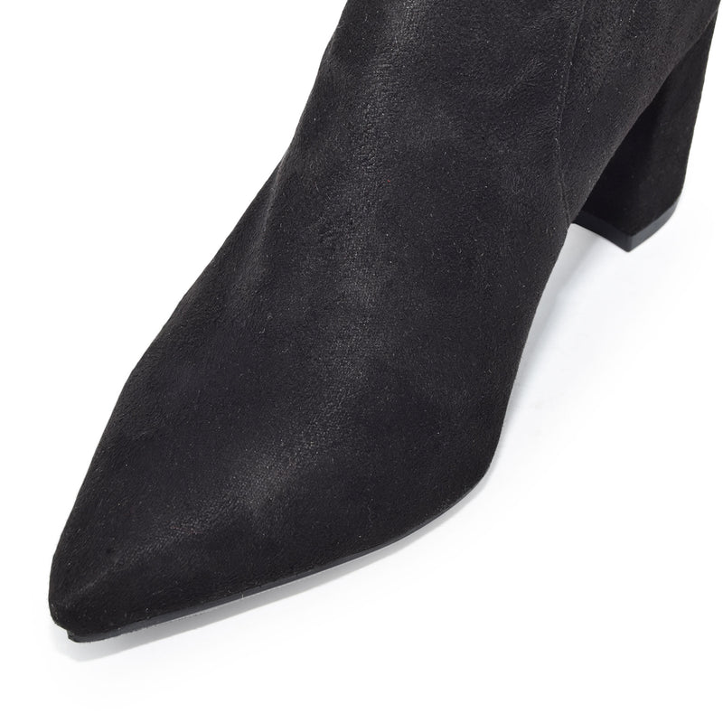 AMIYA-01 Pointed Toe Low Chunky Block Heel Ankle Boots-Black-6