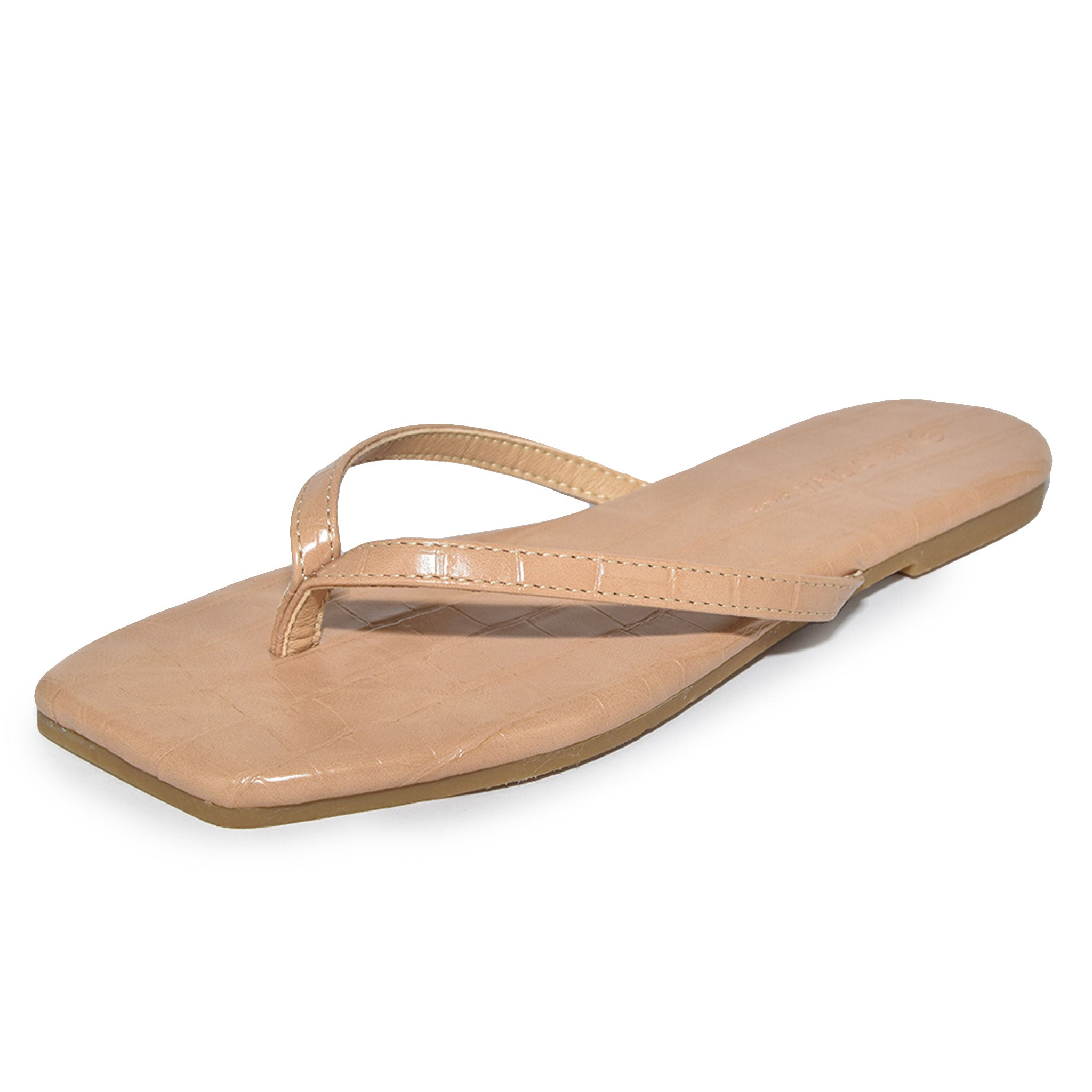 Wild Diva Classic Faux Patent Strap Leather Almond Toe Flip Flop Thong