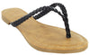 BELLE-02 Faux Leather Braided Strap Flip Flops