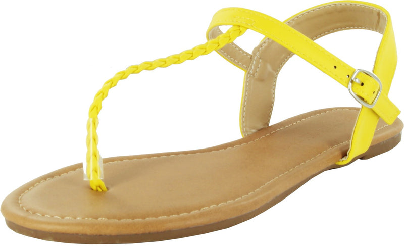CAROL-14 FAUX LEATHER BRAIDED STRAP SANDALS