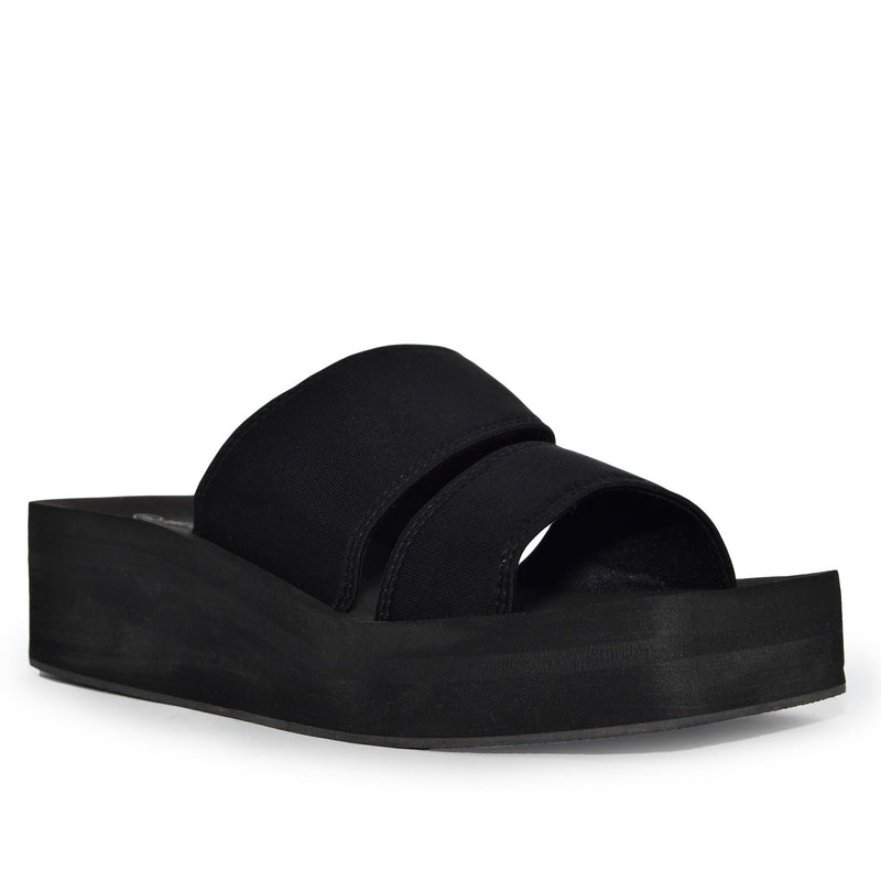 FELICE-01 Double Strap Lycra EVA Platform Square Toe Sandals