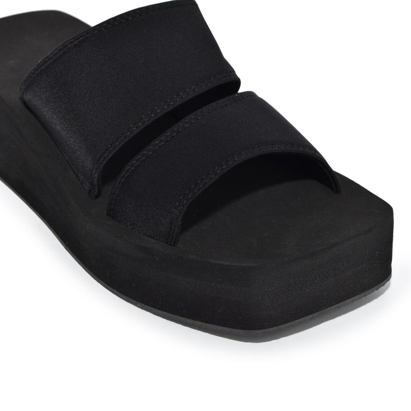 FELICE-01 Double Strap Lycra EVA Platform Square Toe Sandals
