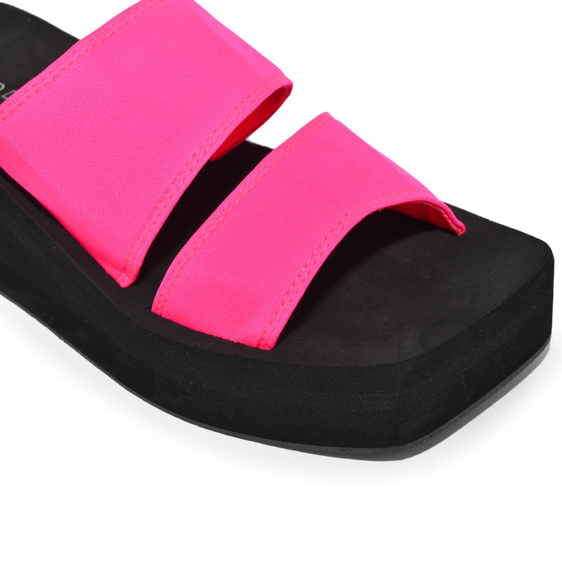 FELICE-01 Double Strap Lycra EVA Platform Square Toe Sandals