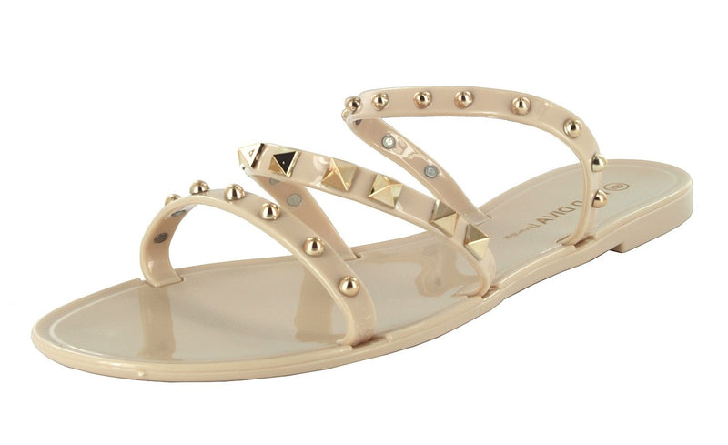 JOANIE-258 FLAT JELLY SLIDES SANDALS