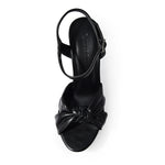 MIA-69 Faux Leather Knotted Ankle Strap Platform Chunky Heel Sandals-BKPU-3